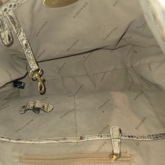 BRAHMIN Beige-Brown -Red Trim Croc Embossed MELBOURNE Shoulder Bag - Picture 6 of 8